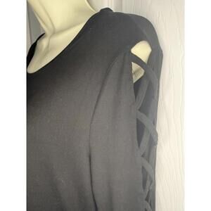 Wishful Park Black Cutout Lace-Up Sleeve Dress Long Sleeve Tunic Size M